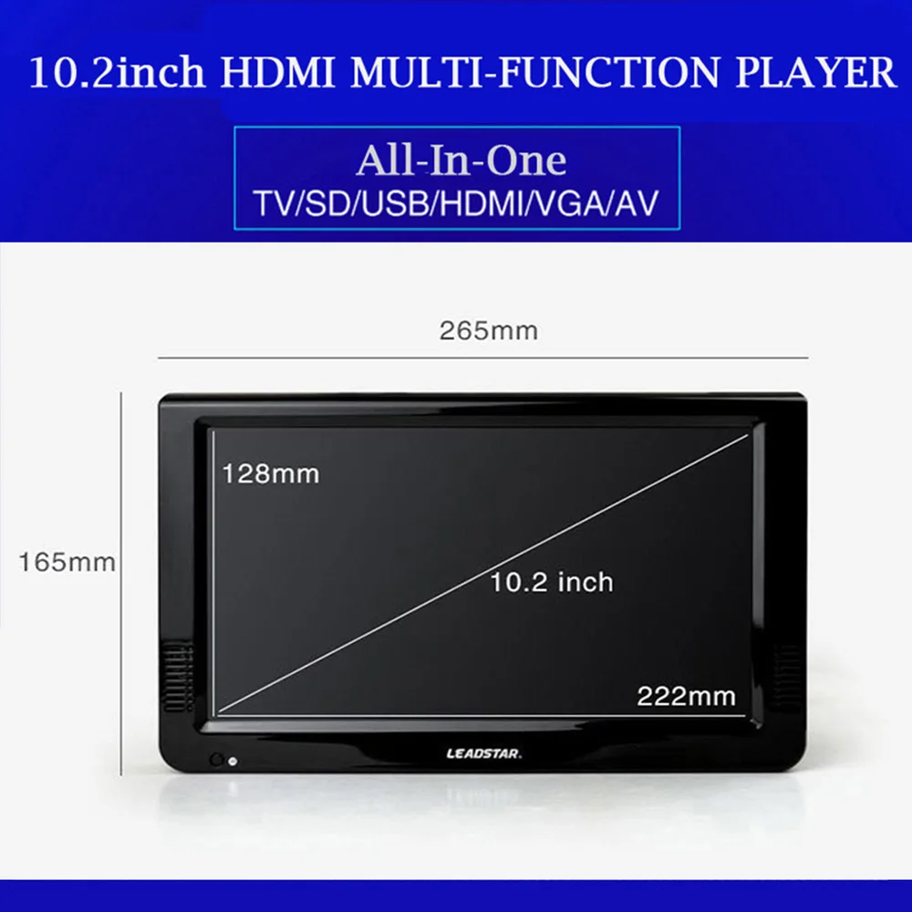 Портативный телевизор LEADSTAR D10 портативный дисплей 10 2 дюйма ATSC USB TF-карта HDMI