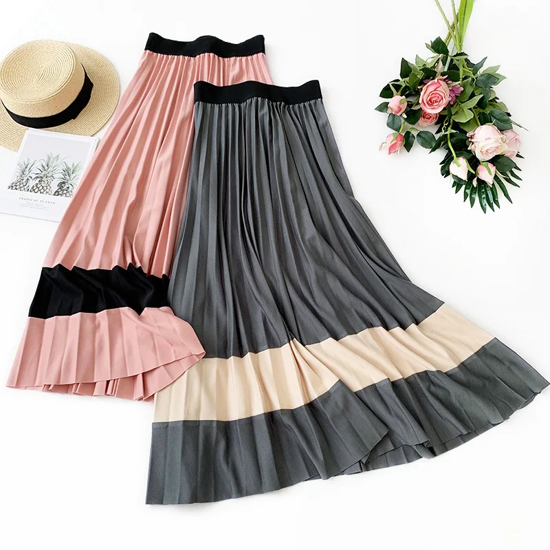 Осенне зимняя новая юбка с вышивкой эластичная трикотажная плиссированная