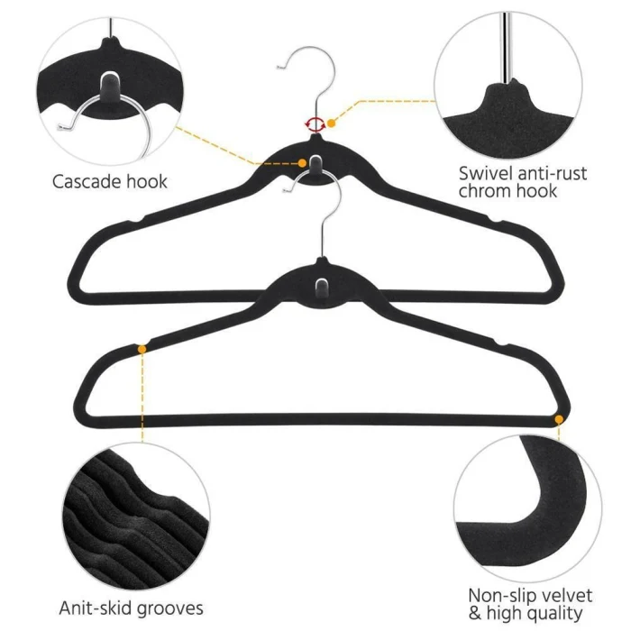 10/20Pcs Non Slip Velvet Suit Clothes Hangers Wardrobe Home Organizer E2S