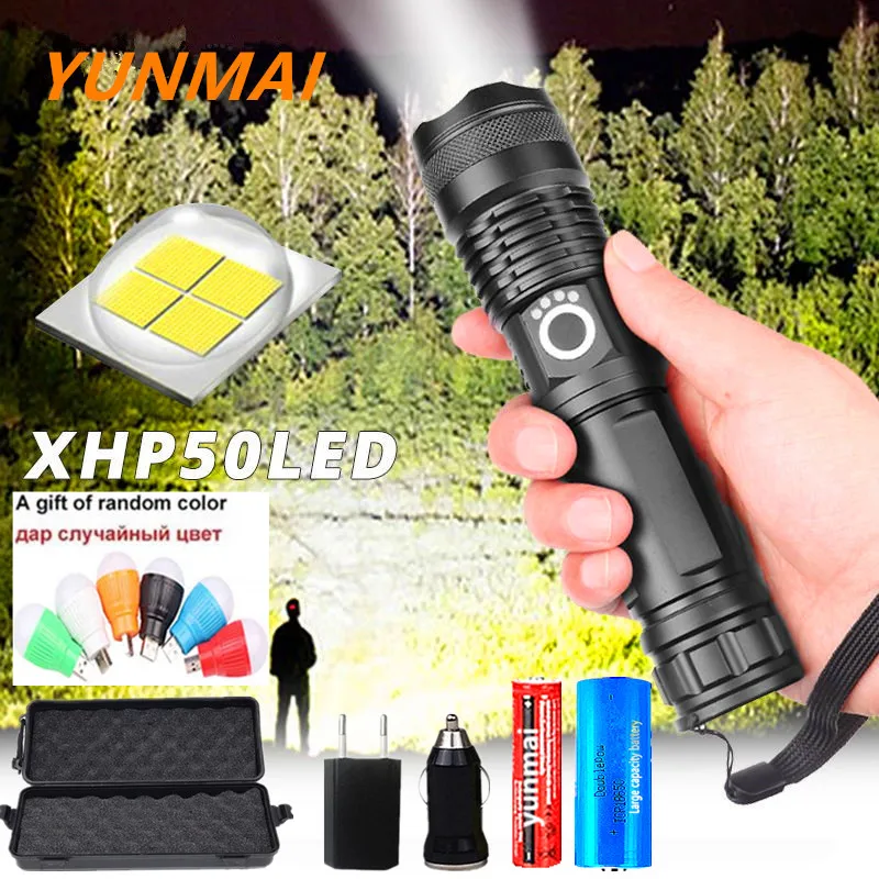 

100000LM Powerful Flashlight XHP70 LED USB Rechargeable Flashlights XHP70.2 Waterproof Zoom Torch 5Modes Use 18650 26650 Battery