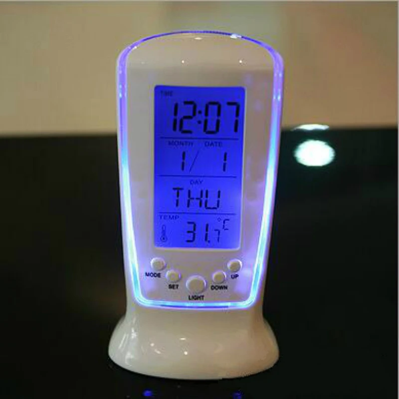 Led Electronic Luminou Snooze Ray Light Calendar Thermometer Dawdler Digital Alarm Clocks Timer |