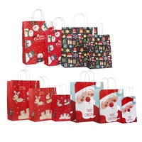 30pcslot cookies gift packing bag merry christmas paper bags 272111cm santa claus elk pattern supplies for christmas party