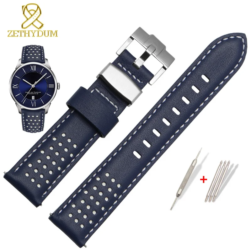 Дыхание кожаный ремешок очарование браслет 20 мм Цвет: черный синий для часов