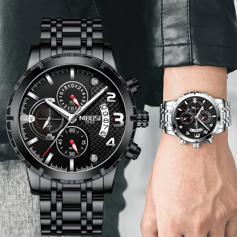 

NIBOSI Mens Watches Top Brand Luxury Chronograph Sport Watch Men Reloj Hombre Waterproof Military Clock Relogio Masculino