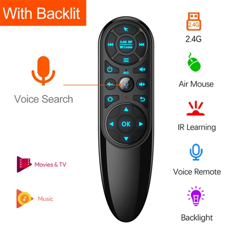 

Q6 Pro Air Mouse 2.4G Wireless Voice Remote Control with Backlit and Gyroscope IR Learning for Android TV Box H96 X96