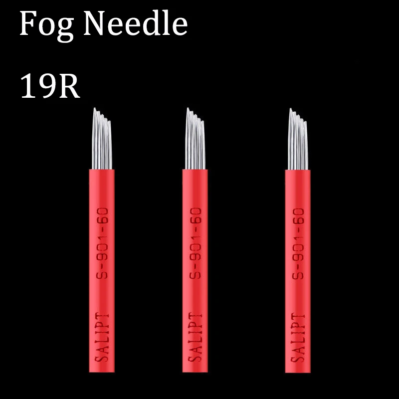 

New Arrival 19R Red Tattoo Needles Holding Fog Oblique 19 Bevel Round Needle Microblading Curved Semi Permanent Manual Blade Pen