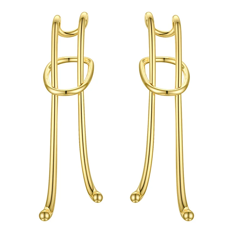 

HANGZHI New Twisted Knotted Curve Personality Ear Bone Clip Long Without Piercings Trendy Earrings For Women Party Jewelry