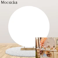 mocsicka solid color white round backdrop polyester round background baby shower birthday party decoration customize banner