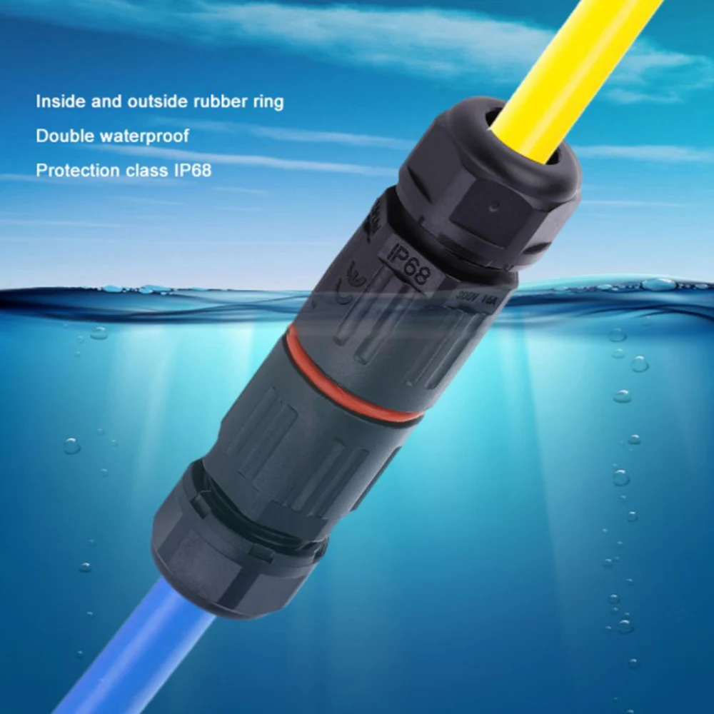 

2021 10PCS IP68 3Pin Straight Waterproof Electrical Wire Cable Outdoor Connector Hot Sale