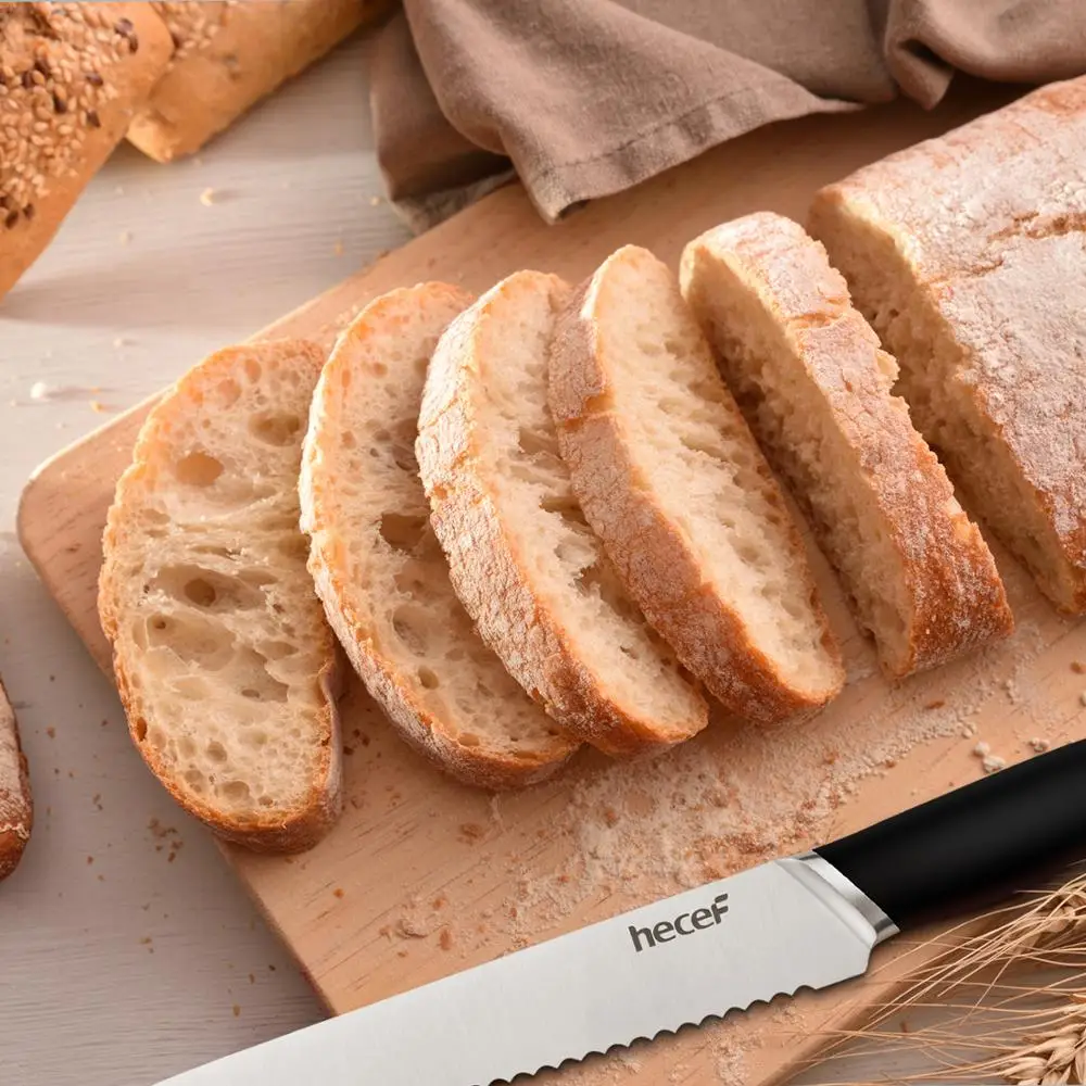 Hecef 15 шт. Премиум набор кухонных ножей с Акацией деревянный блок черный|Наборы