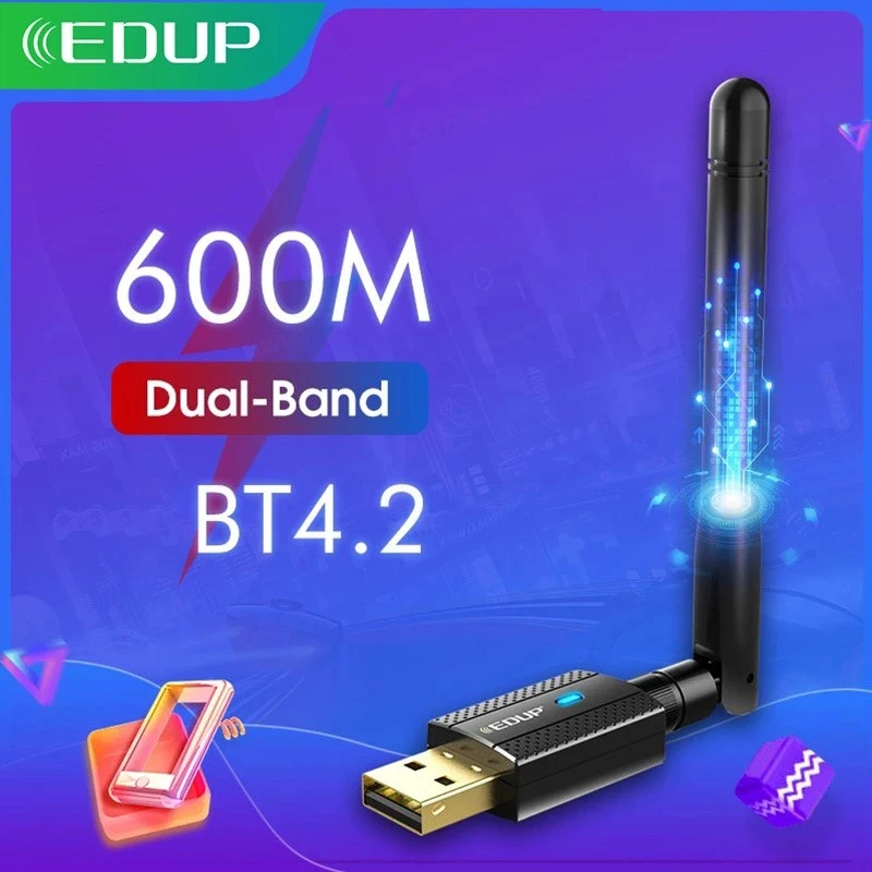

USB Wi-Fi адаптер EDUP 600 м BT4.2 двухдиапазонный 2,4 ГГц/5 ГГц беспроводной сетевой адаптер 802.11b/n/g/AC для ПК ноутбука