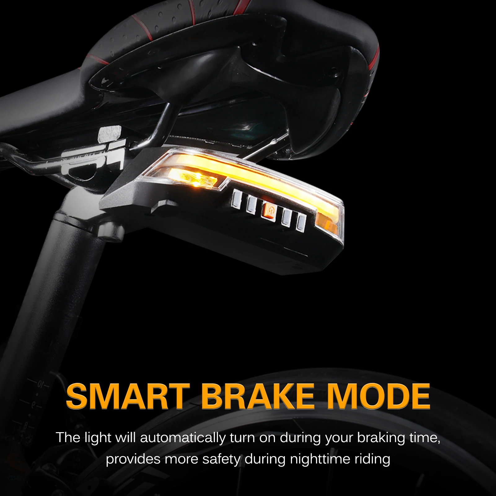 

Smart Bike Tail Light with Turn Signals Brake Light Wireless Remote Control Bicycle Rear Light Cycling USB Warning Tail Light