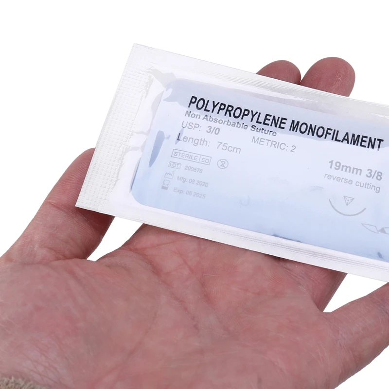 

12Pc Polypropylene Needle Suture Monofilament Thread Suture Practice Kit,