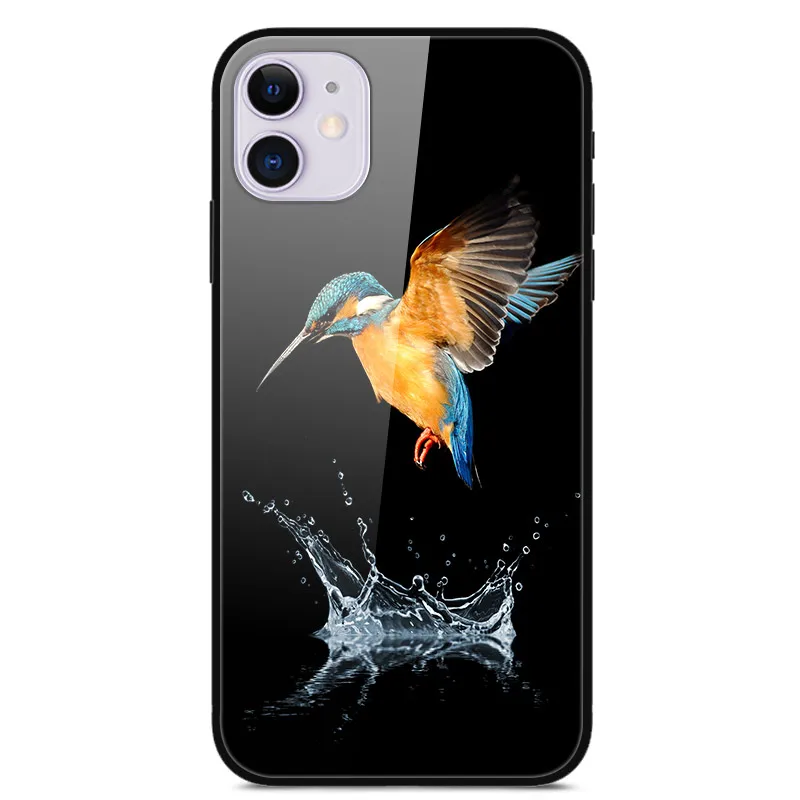 

For Apple iPhone 12 Mini Phone Case Tempered Glass Back Cover With Black Silicone Bumper Series 1