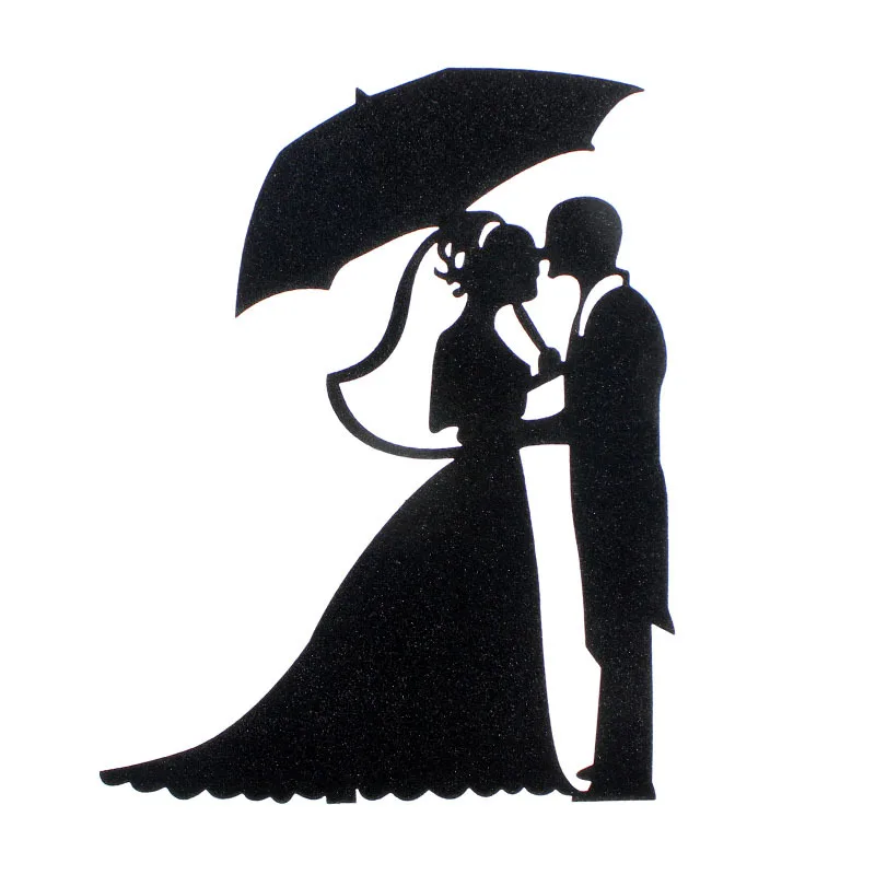 Черный блестящий бумажный свадебный торт Топпер Mr and Mrs Жених и невеста