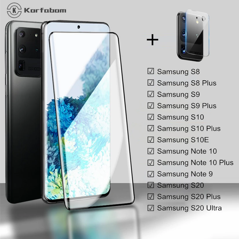 2 в 1 закаленное стекло для Samsung Galaxy S20 S10 S9 S8 Plus Ultra S10E задняя камера объектив Note 9 10