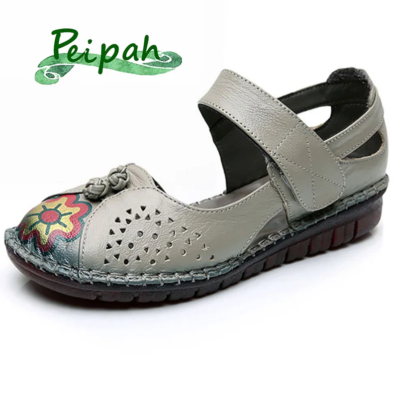 Женские винтажные сандалии на плоской подошве PEIPAH летние лоскутные из