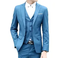 2022 novo terno masculino 3 peças azul entalhado lapela único breasted magro ajuste ternos para homem de negócios casamento padrinho formal wear (4)