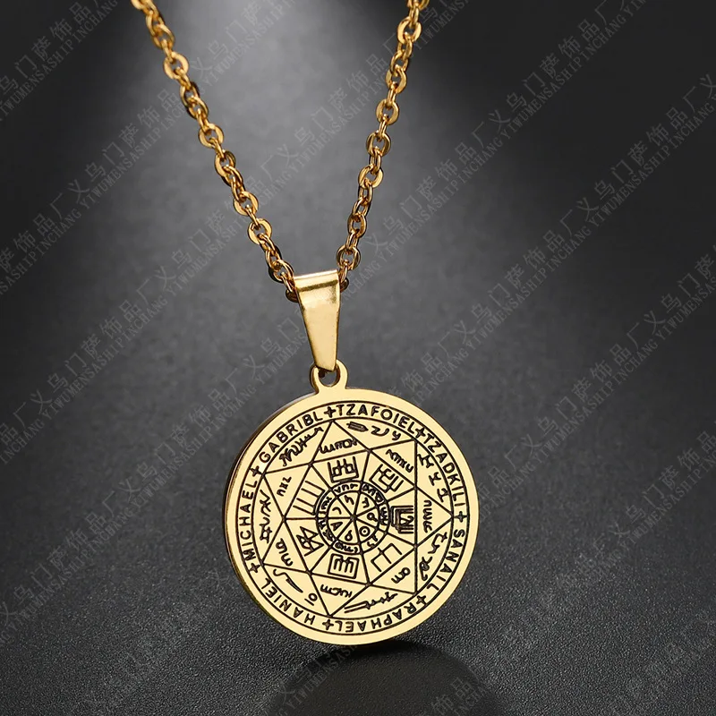 

Abaicer-Gold Color Seals Of The Seven Archangels Pendant & Stainless Steel Necklace For Women Dress Accessories