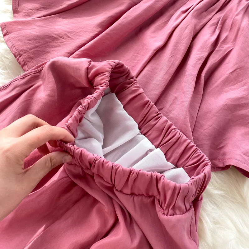 

2020 Summer Two Piece Set Women V Neck Blouses + Elastic Waist Shorts Sweet Elegant Outfits Korean Ropa De Mujer