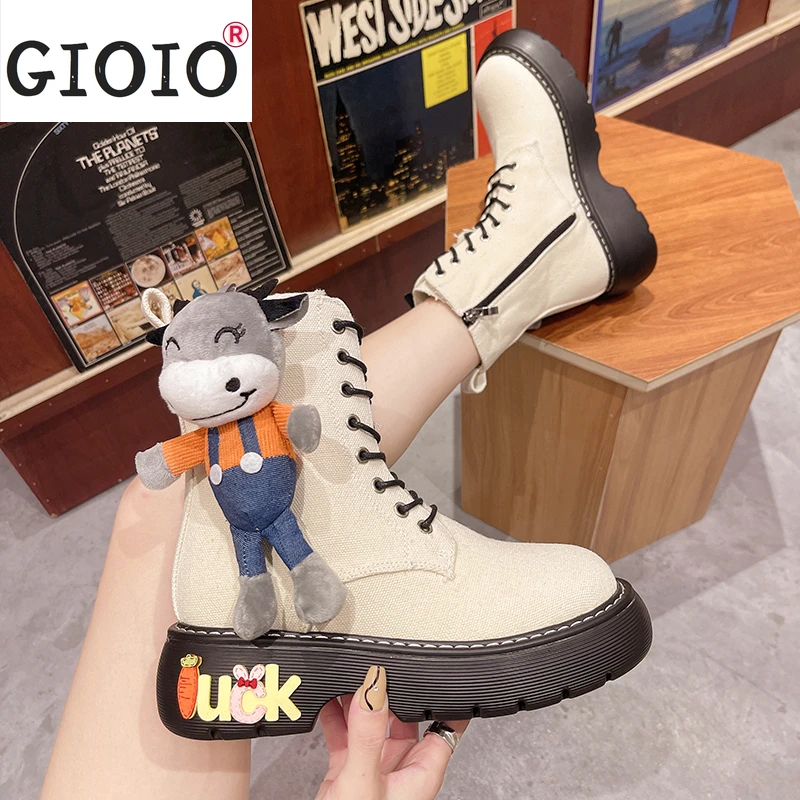 

Autumn Martin boots 2021 New Women's Ankle Boots Cartoon Pictures Flat with Platform Ladies Shoes Boots for Women Botas Mujer