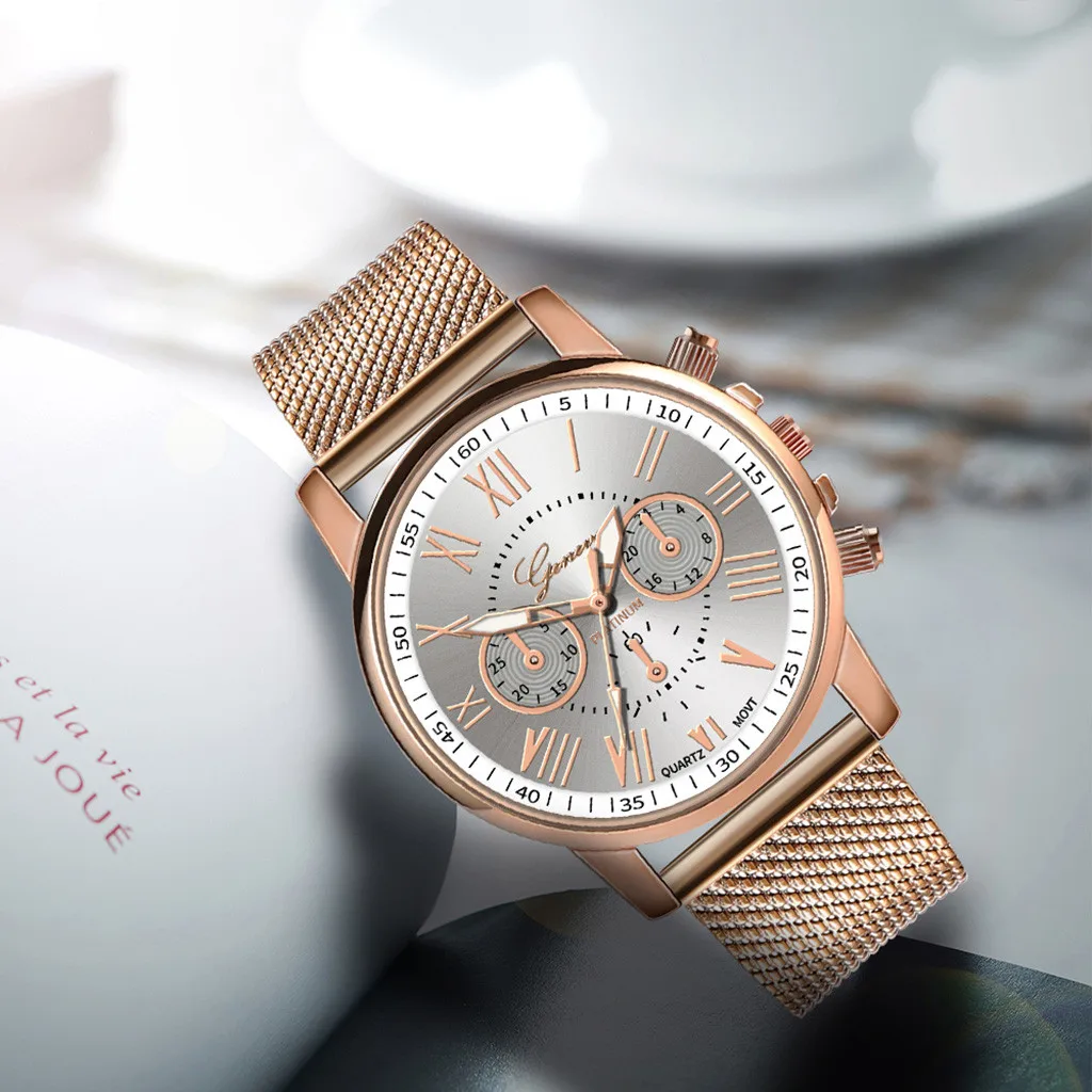 

Watch Women Dress Stainless Steel Band Analog Quartz Wristwatch Fashion Luxury Ladies Golden Rose Gold Watch Clock Analog