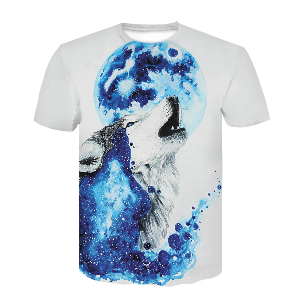 Футболка мужская с 3D-принтом волка крутая забавная тенниска короткими рукавами