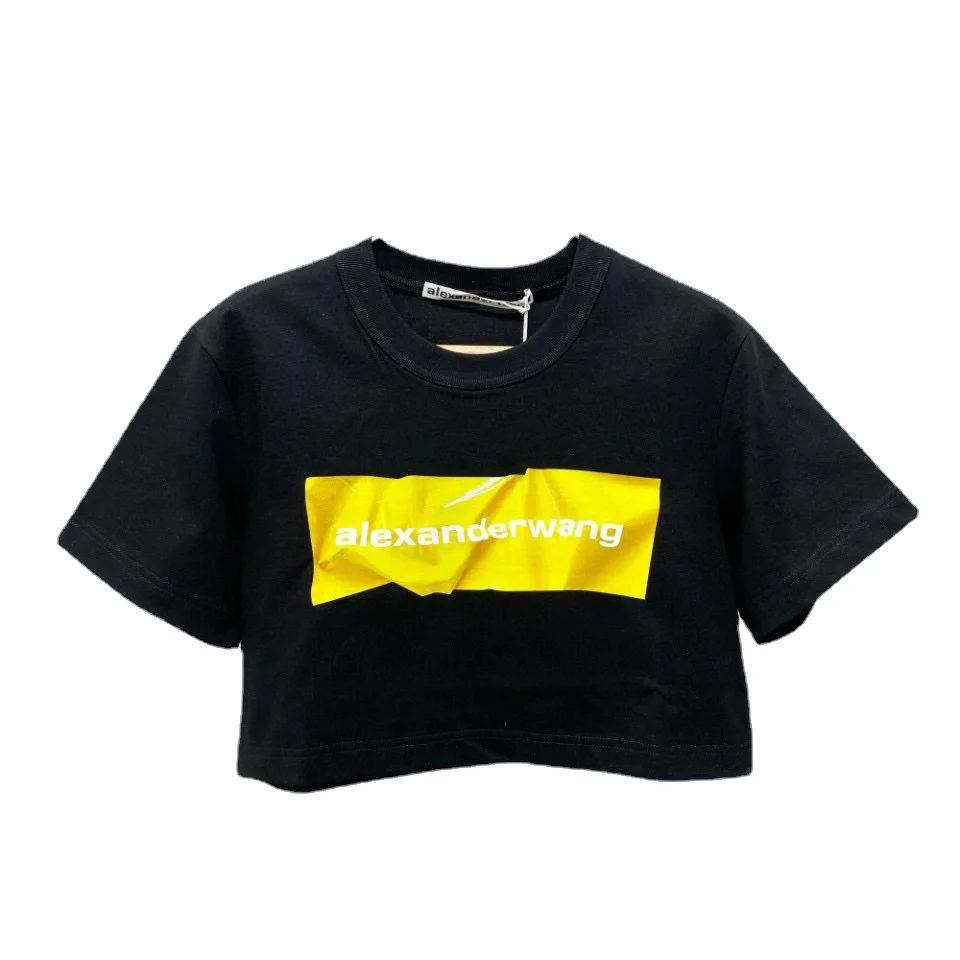 

Alexander 2021 Spring and Summer New AW Short Round Neck Short Cut Waist Short Sleeve T-shirt
