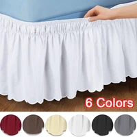 2021 elastic ruffles bed skirt home hotel bedroom bed side decorations protective bedding removable bed band skirt home textile