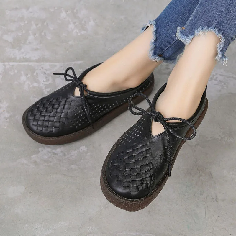 Женские туфли оксфорды DRKANOL из натуральной кожи на плоской подошве с круглым