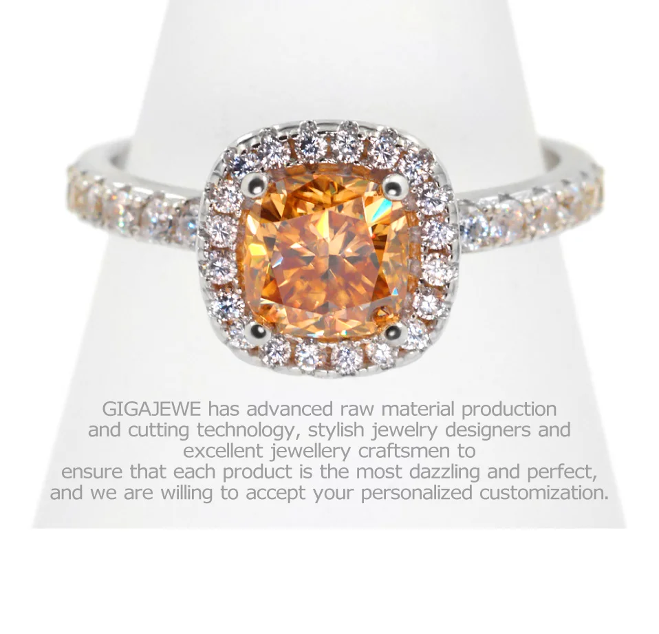 GIGAJEWE, золотой, 1.0ct, Алмазная огранка, тест, пройден, Муассанит, 18 K, позолота, 925 серебро, кольцо, ювелирное изделие, подарок для женщин, подруги