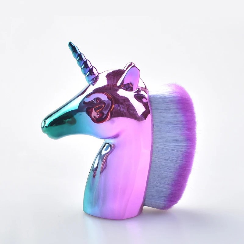 purple Новейшая модель; уникальный дизайн Единорог кисти для макияжа цветов радуги синтетические волосы кисть для румян Кисть для нанесения пудры Красота инструмент Pinceaux - Handle Color: purple