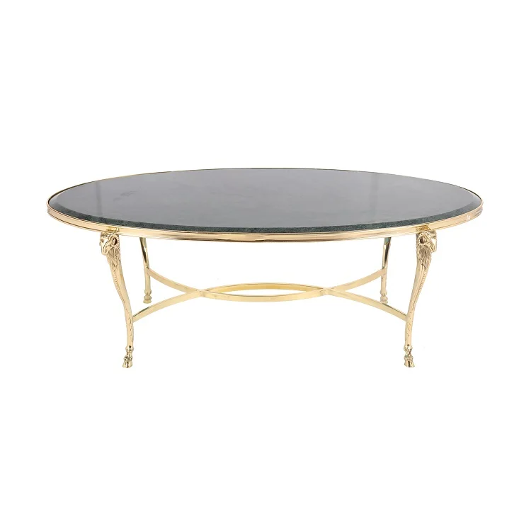 

Modern Luxury Coffee Table Black Bronze Polished Gold Ceramic Tea Table