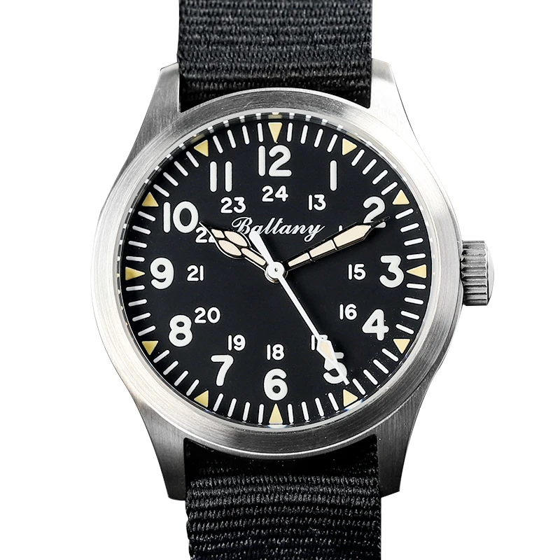

Baltany Homage Mens Pilot Watch Hml-H704 Black Dial Mechanical Japan NH35 Automatic Sports Military Army Retro Wristwatches