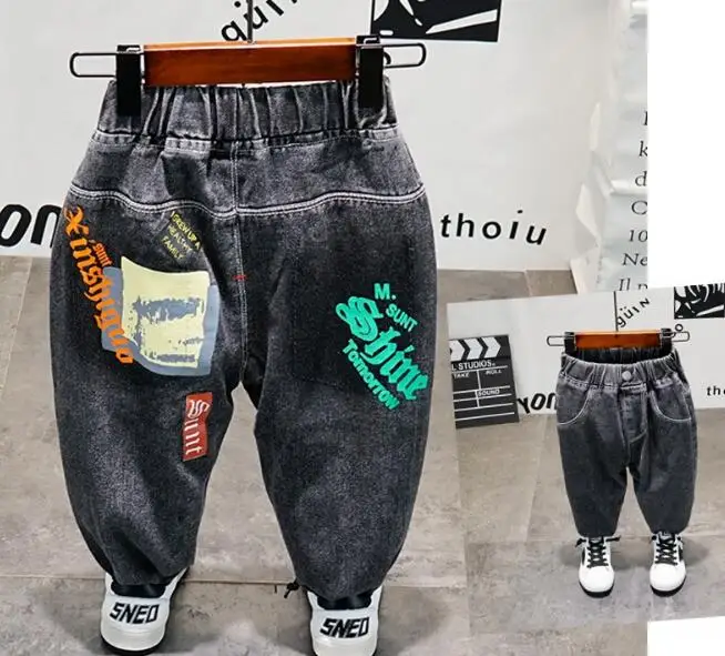 2020 детские джинсы для мальчиков одежда повседневные джинсовые брюки популярные