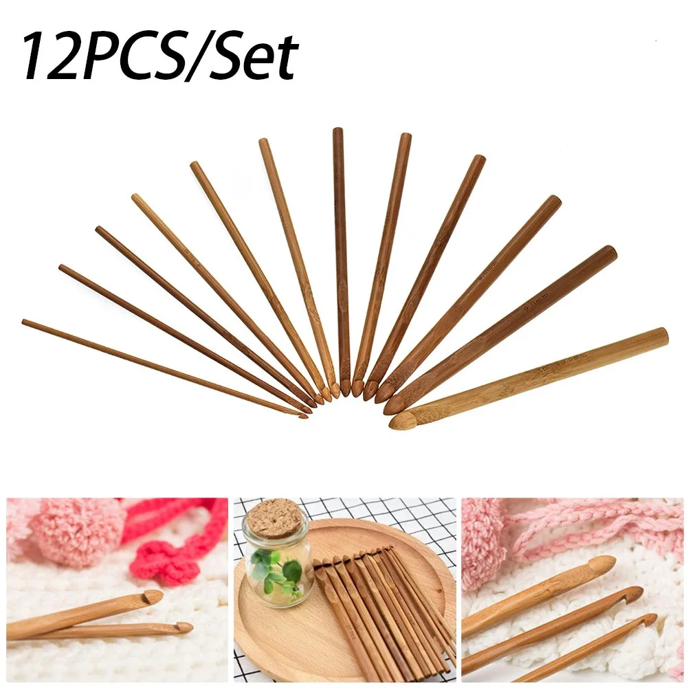 

12Pc Set Knitting Needles Ergonomic Handle Yarn Crochet Needle Weaving Crochet Hook Needles DIY Craft Tools