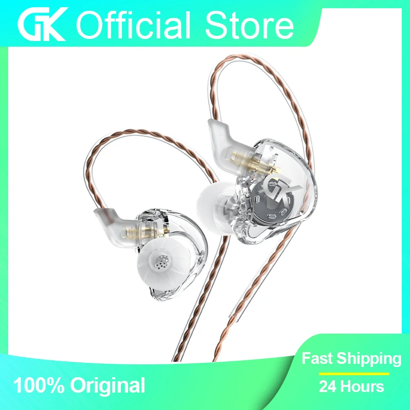 GK GST Earphone 1BA+1DD Hybrid Technology In-Ear HiFi Bass Earbuds Wired Headphones Monitor Noise Cancelling Game Sport Headset