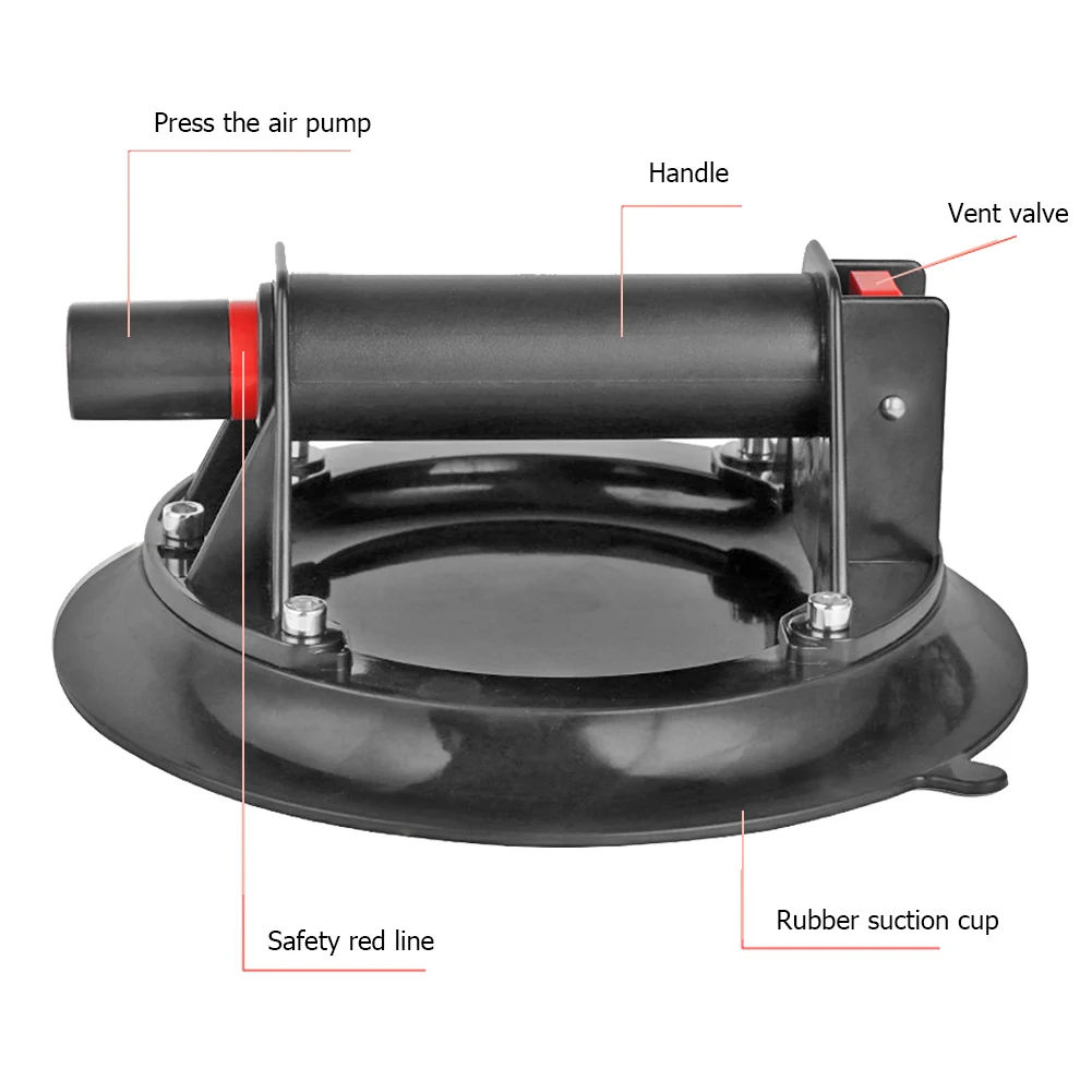 

8 inch Portable Vacuum Suction Cup with Metal Handle Heavy Duty Lifter for Granite Tile Glass Manual Lifting Handling Tools
