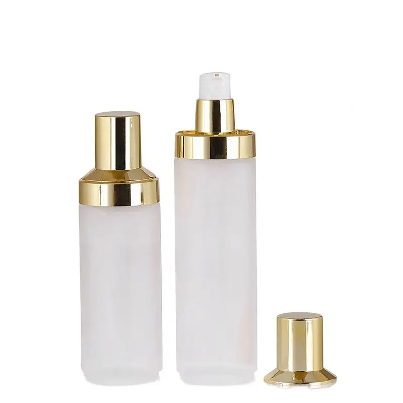 

120ml frosted glass bottle with gold pump&lid for lotion/emulsion/serum/foundation/toner skin cosmetic packing