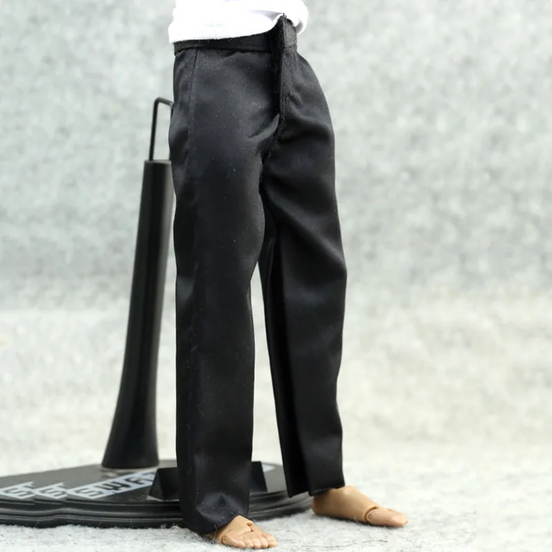 Мужские Молодежные эластичные брюки в масштабе 1/6 черные свободные длинные для
