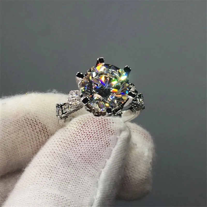 Vecalon кольцо с короной из стерлингового серебра 925 пробы 3ct AAAAA Cz обручальное кольцо кольца для женщин Свадебные модные ювелирные изделия