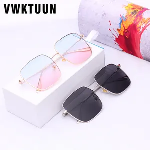 Модные солнцезащитные очки VWKTUUN, женские квадратные очки UV400, Винтажные Солнцезащитные очки в золотой оправе, зеркальные оттенки, солнцезащитные очки для влюбленных