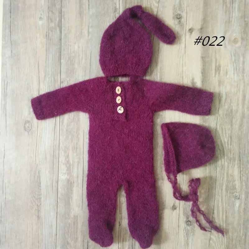 Newborn photography props,baby mohair footed romper outfits with sleeping hat for baby photography props
