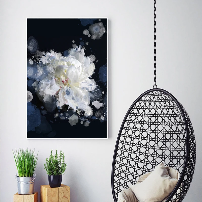 

Breathless Floral Canvas Painting Black White Wall Art Pictures for Living Room Abstract Colorful Posters and Prints Decor