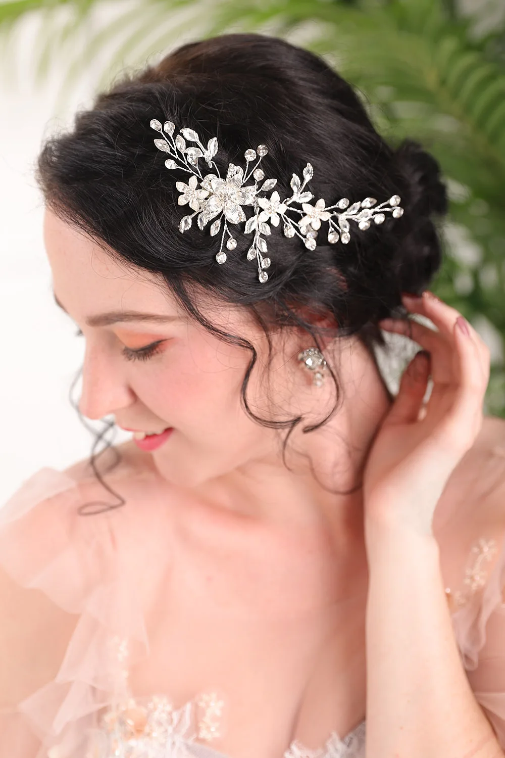 Винтажная заколка для волос в форме короны с листьями и цветами элегантное