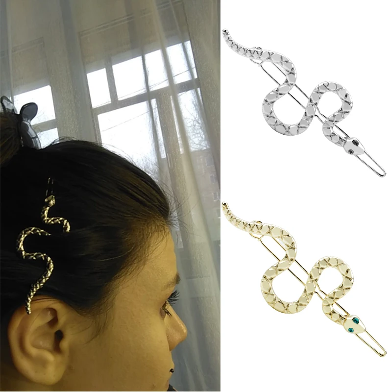 Заколки для волос в виде змеи женщин простые металлические шпильки стиле панк