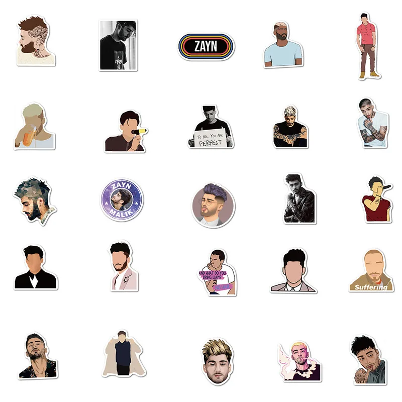 

50PCS British Singer Zayn Malik Stickers Waterproof Snowboard Laptop Luggage Fridge Guitar Graffiti Decal Sticker for Kid Toy