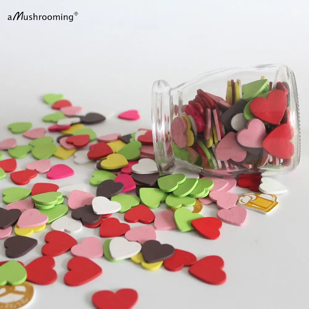 50 шт. необработанные деревянные в форме сердца вещи комплекте маленький Сердце