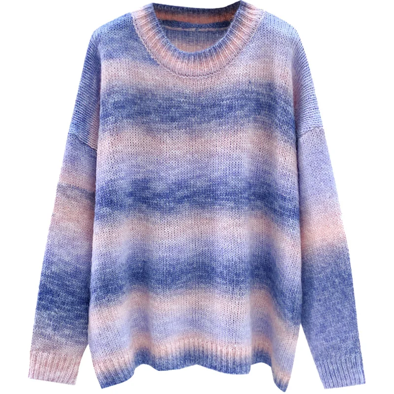 

Pull tricote a manches longues pour femme, vetement ample a col rond, hauts collection printemps-automne 2020