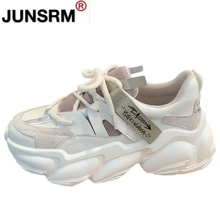 

Comfy Breathable Mesh Trainers Chunky Heels 5cm Women's Platform Sneakers Women Shoes Casual Female White Mesh Shoes for Woman